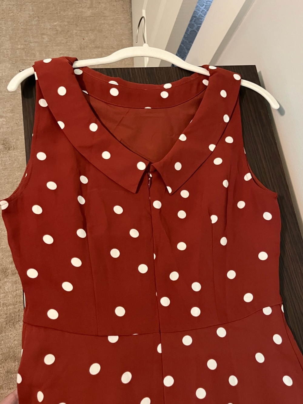 NWT Boden Brown & White Polka Dot High Neck Collared Midi Dress / Size 6 - Picture 3 of 6